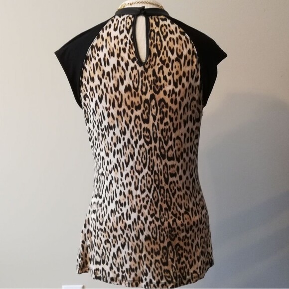 Guess Animal Print and Faux Leather Top - Picture 4 of 11